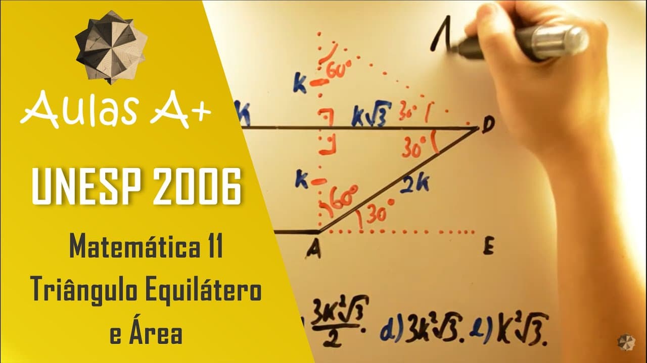 Thumbnail: Equilátero VISUALIZADO UNESP 2006 - Matemática 11 -  Triângulo Equilátero e Área de Trapézio - 1ºdia