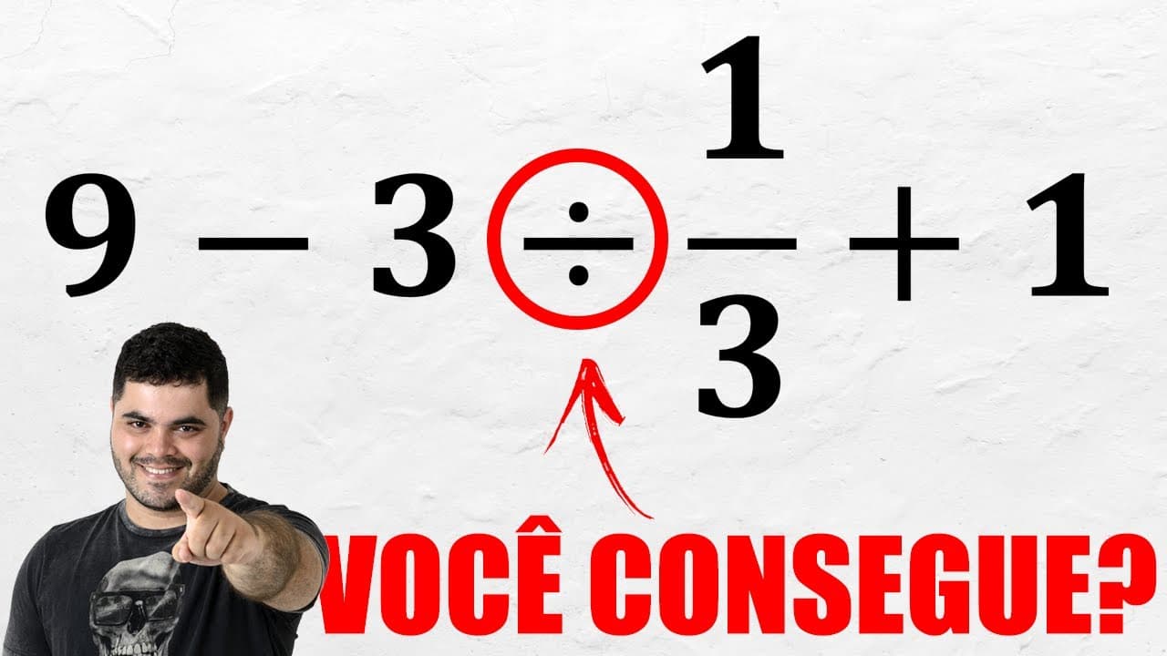 Thumbnail: 😱 9-3÷1/3+1 DÁ QUANTO? Muita Gente Erra essa Expressão Numérica! Vem com o Procopio, O DESBUGADOR!