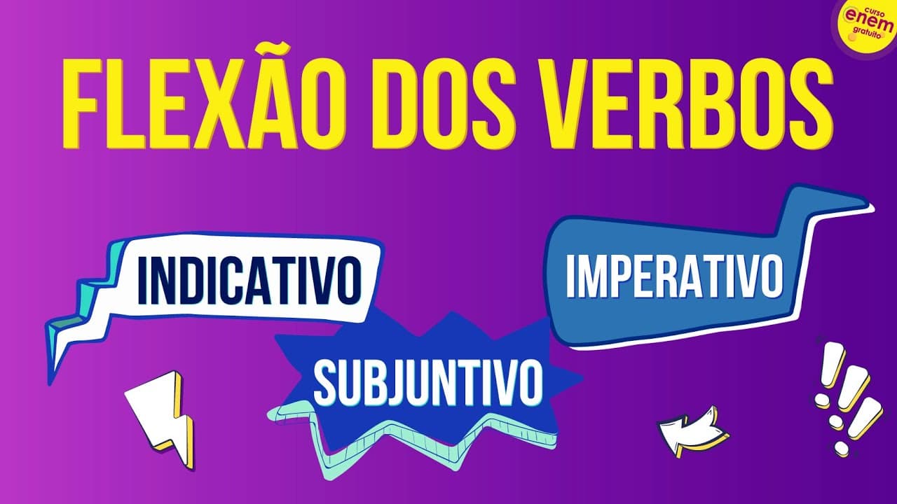 Thumbnail: FLEXÃO DOS VERBOS: INDICATIVO, SUBJUNTIVO E IMPERATIVO | Resumo de Gramática Enem. Mercedes Bonorino