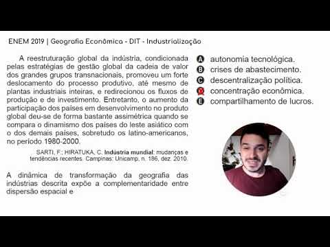 Thumbnail da aula: ENEM 2019 - Geografia | Geografia Econômica - DIT - Industrialização