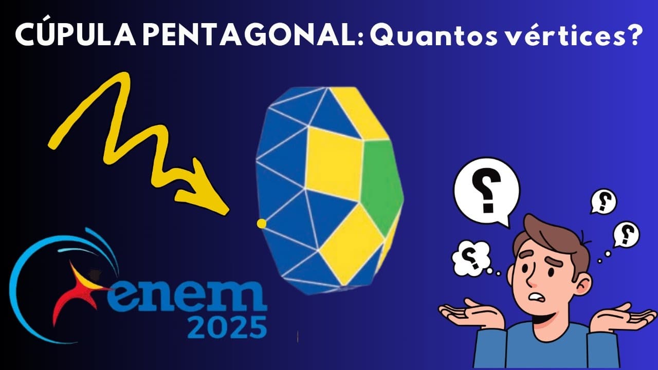 Thumbnail: (ENEM-2025) A cúpula pentagonal giralongada é um poliedro de Johnson,cujas faces são polígonos...