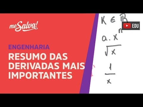 Thumbnail da aula: Me Salva! DER06 - Tabela resumo das derivadas mais importantes