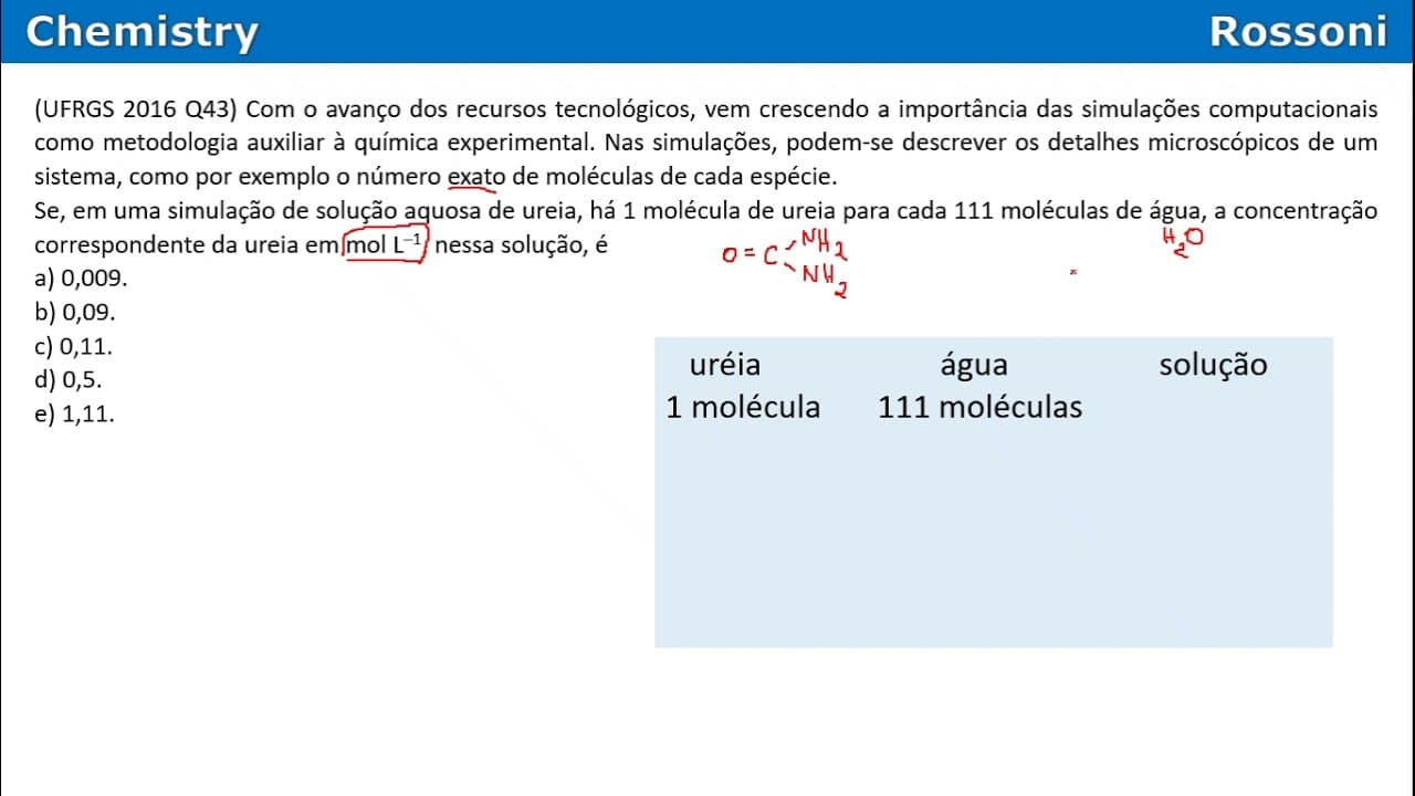 Thumbnail: UFRGS 2016 Q43 - 1 ureia x 111 águas