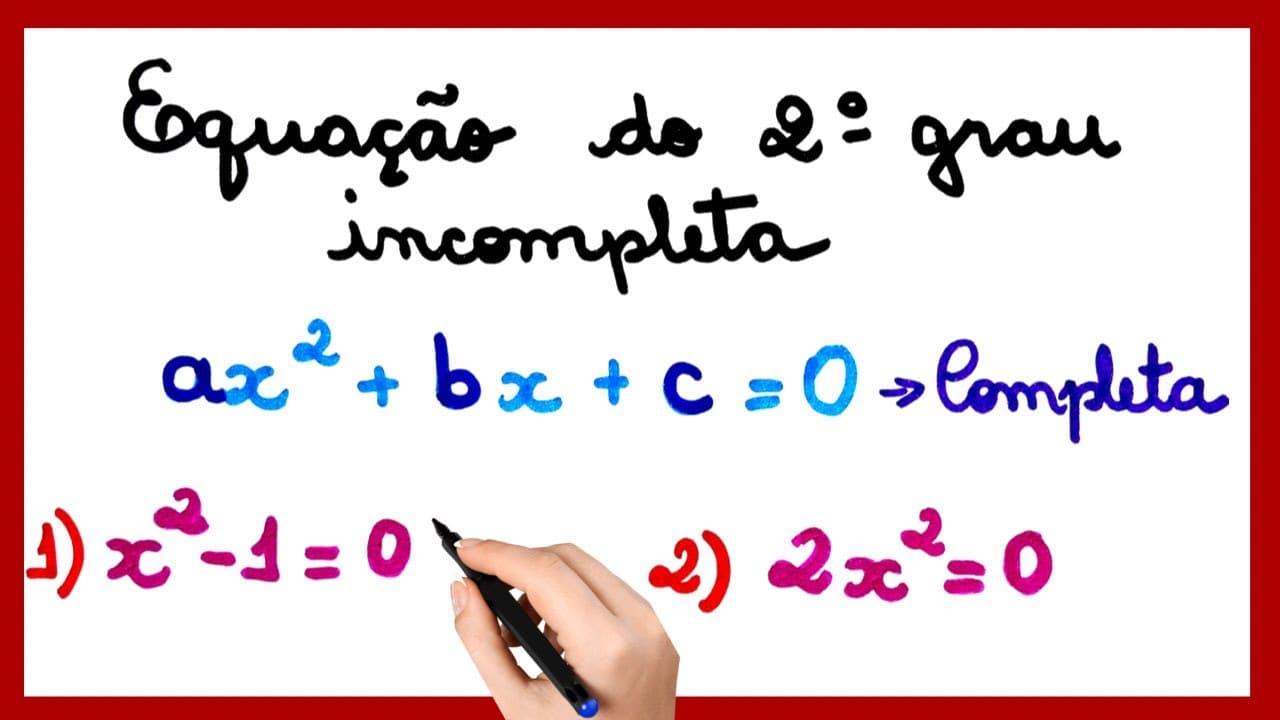 Thumbnail: EQUAÇÃO DO 2º GRAU INCOMPLETA!! AULA PASSO A PASSO!!