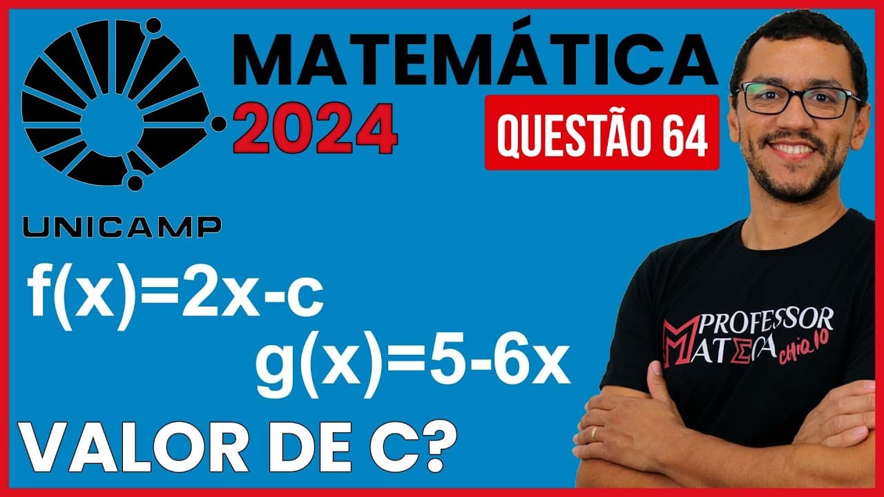Thumbnail: Valor de c? Ponto Médio | Resolução UNICAMP 2024 | Primeira Fase Matemática - Questão 64