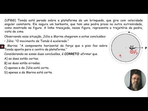 Thumbnail da aula: UFMG: Tomás está parado sobre a plataforma de um brinquedo que gira com velocidade angular constante