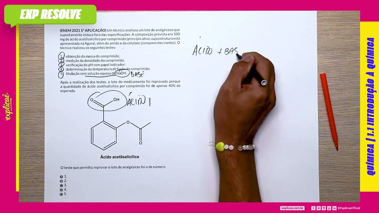 Thumbnail: UM TÉCNICO ANALISOU UM LOTE DE ANALGÉSICOS QUE SUPOSTAMENTE ESTAVA(...) | INTRODUÇÃO À QUÍMICA