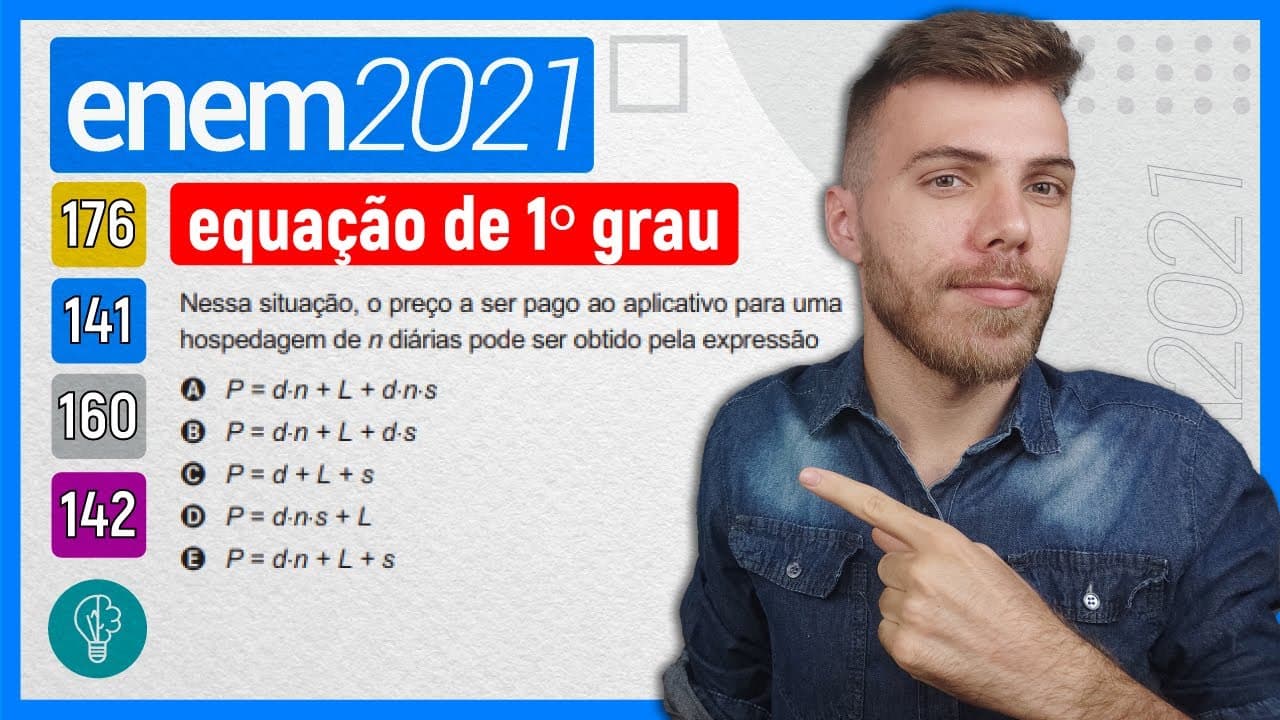 Thumbnail: 🛑141 Enem 2021 - EQUAÇÃO DE 1º GRAU - Aplicativos que gerenciam serviços de hospedagem têm ganhado