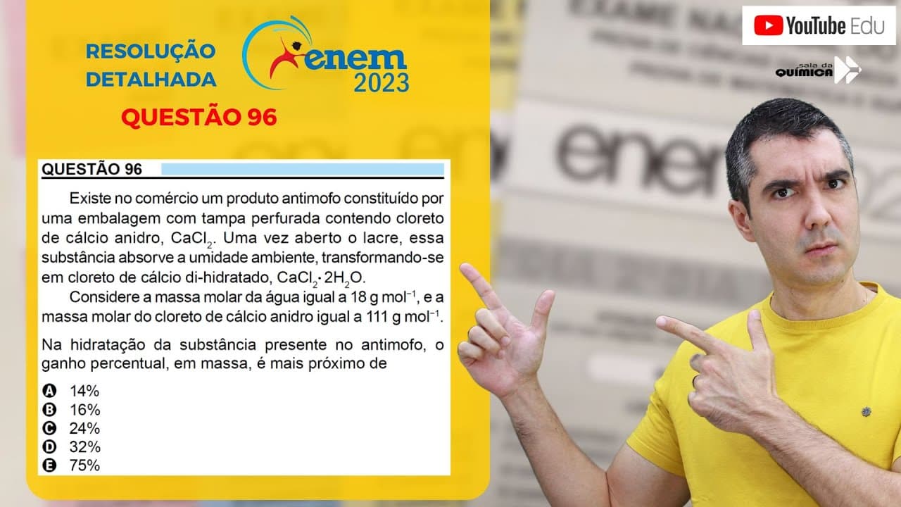 Thumbnail: QUÍMICA ENEM 2023! "Existe no comércio um produto antimofo constituído por uma embalagem ..."