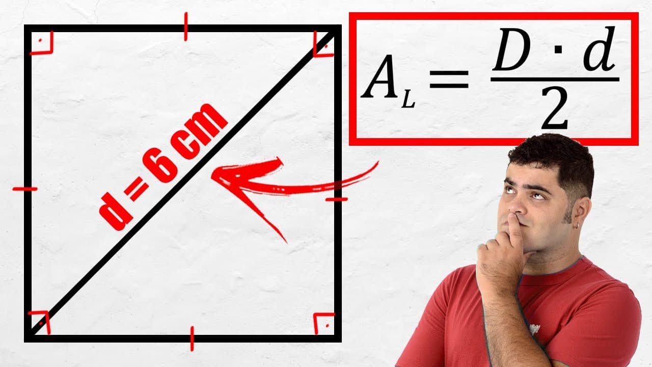 Thumbnail: 🔥 Questão de Concurso com ÁREA DO QUADRADO PELA DIAGONAL | Todo Quadrado é um Losango, Procopio?