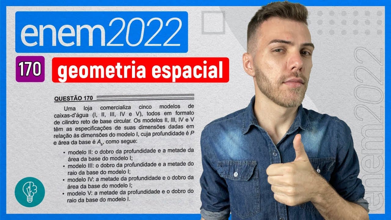 Thumbnail: ENEM 2022 - Q170 - Uma loja comercializa cinco modelos de caixas-d'água (1, ... - GEOMETRIA ESPACIAL