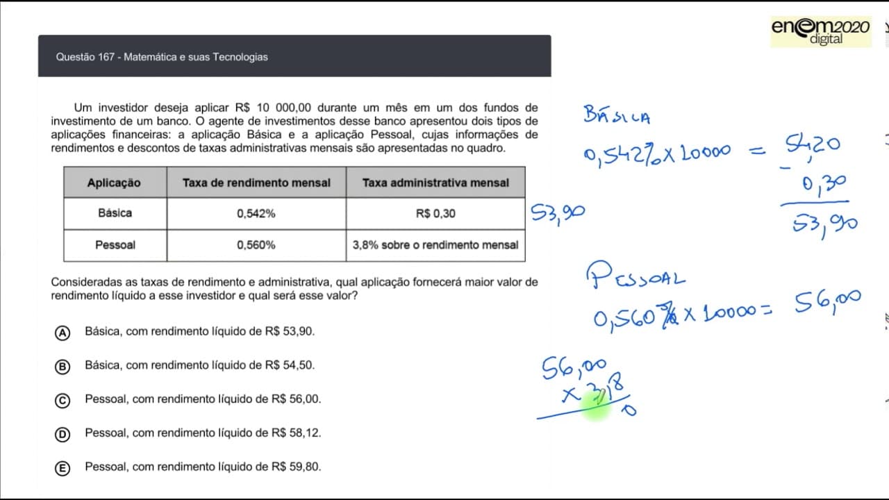 Thumbnail: MATEMÁTICA ENEM 2020 DIGITAL 167A