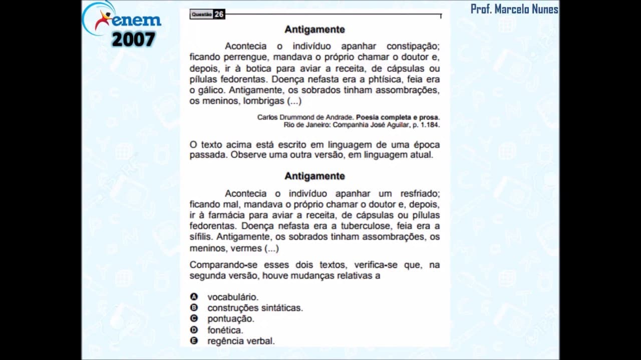 Thumbnail: Enem 2007: vocabulário (adaptação da linguagem).