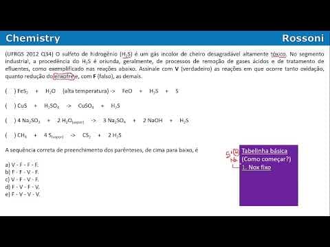 Thumbnail da aula: UFRGS 2012 Química - Questão 34 - Redox do enxofre
