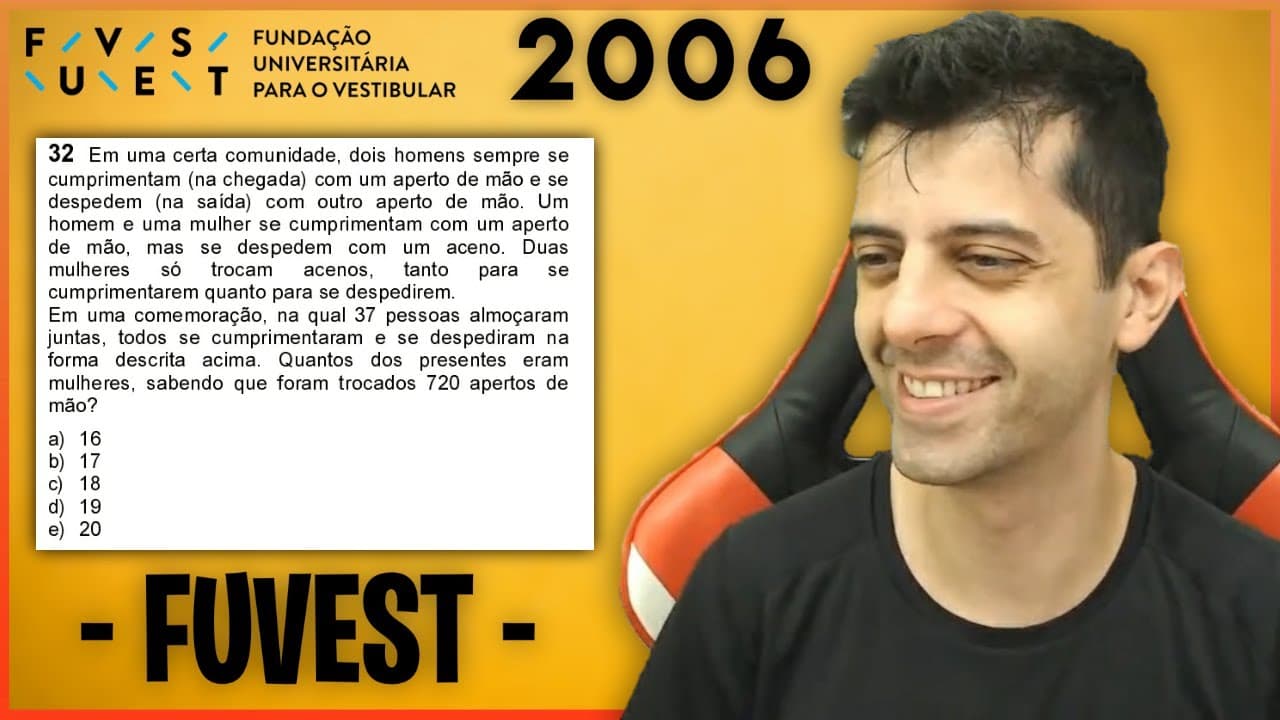 Thumbnail: FUVEST 2006 Q32 Mat Em uma certa comunidade dois homens sempre se cumprimentam