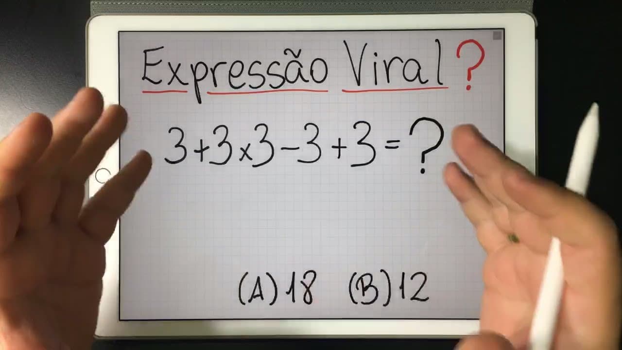 Thumbnail: 🤔 VOCÊ CONSEGUE RESOLVER A EXPRESSÃO NUMÉRICA VIRAL 3+3x3-3+3?