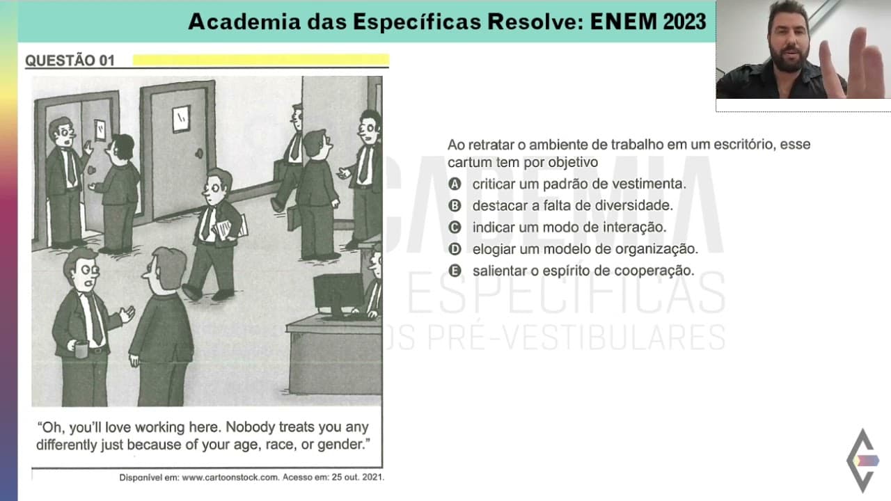 Thumbnail: Resolução ENEM 2023 - Caderno Amarelo - Questão 01 Inglês - Gabarito B