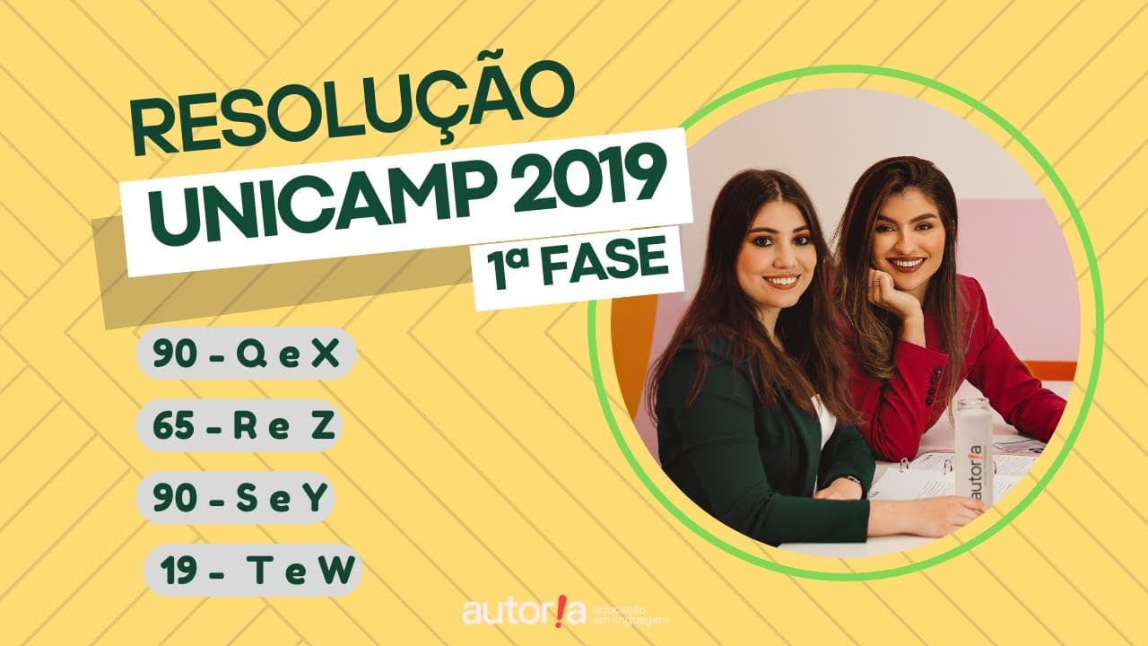 Thumbnail: Resolução Unicamp 2019 - Autoria Linguagem - Questão 90 | Linguagens, prova Q e X