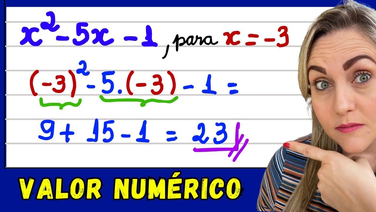 Thumbnail: EXPRESSÕES ALGÉBRICAS - VALOR NUMÉRICO ! EXPLICAÇÃO DO CONTEÚDO! AULA PASSO A PASSO   📚🚀