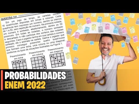 Thumbnail da aula: ENEM 2022 | MATEMÁTICA - Em um jogo de bingo, as cartelas contêm 16 quadrículas dispostas em linhas
