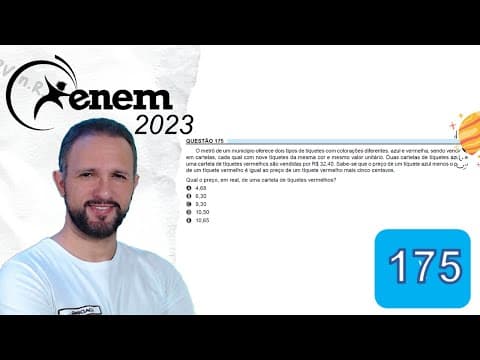 Thumbnail da aula: RESOLUÇÃO DO ENEM 2023 | MATEMÁTICA | CADERNO AZUL - Questão 175