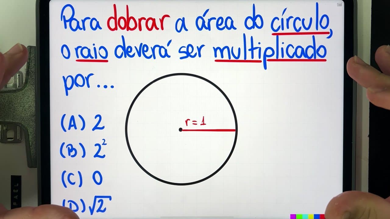 Thumbnail: 🤯 MATEMÁTICA BÁSICA DESBUGADA - Como Dobrar a Área do Círculo? Faz o que com o raio?