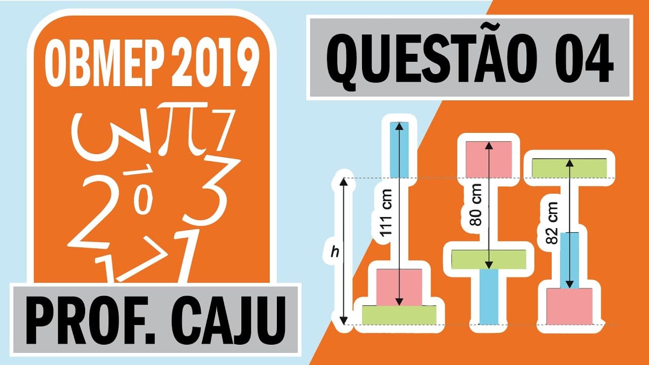 Thumbnail: 🥇 OBMEP 2019 🥇 Questão 04 1ª Fase Nível 3 - Na figura, os lados dos retângulos são horizontais...