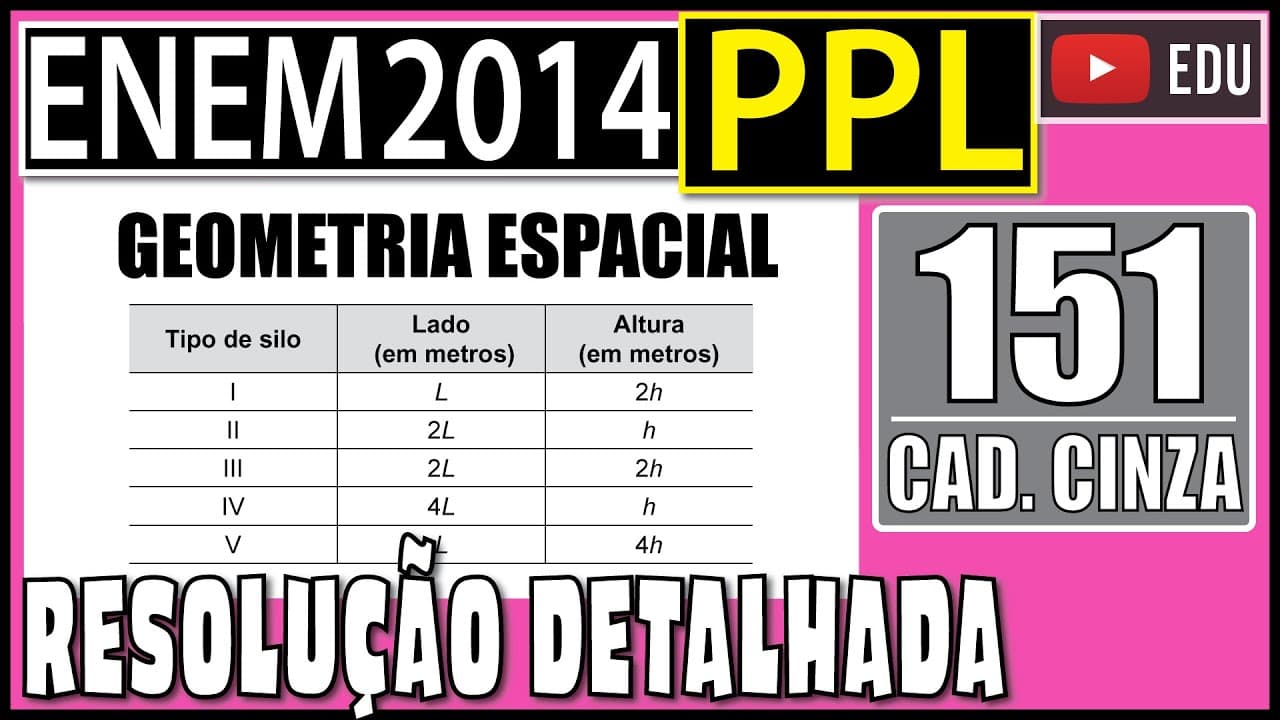 Thumbnail: [ENEM 2014 PPL] 151 📓 GEOMETRIA ESPACIAL Um agricultor possui em sua fazenda um silo para armazenar