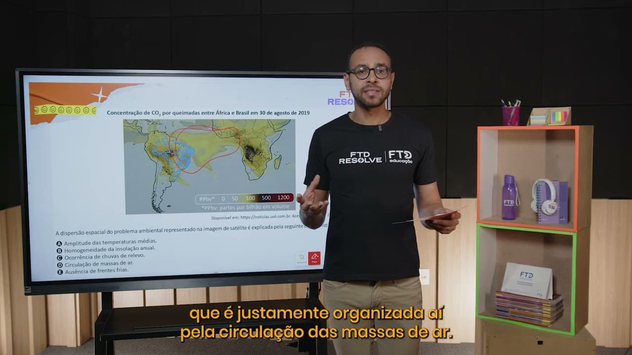 Thumbnail: Enem 2025 - Concentração de CO2 por queimadas