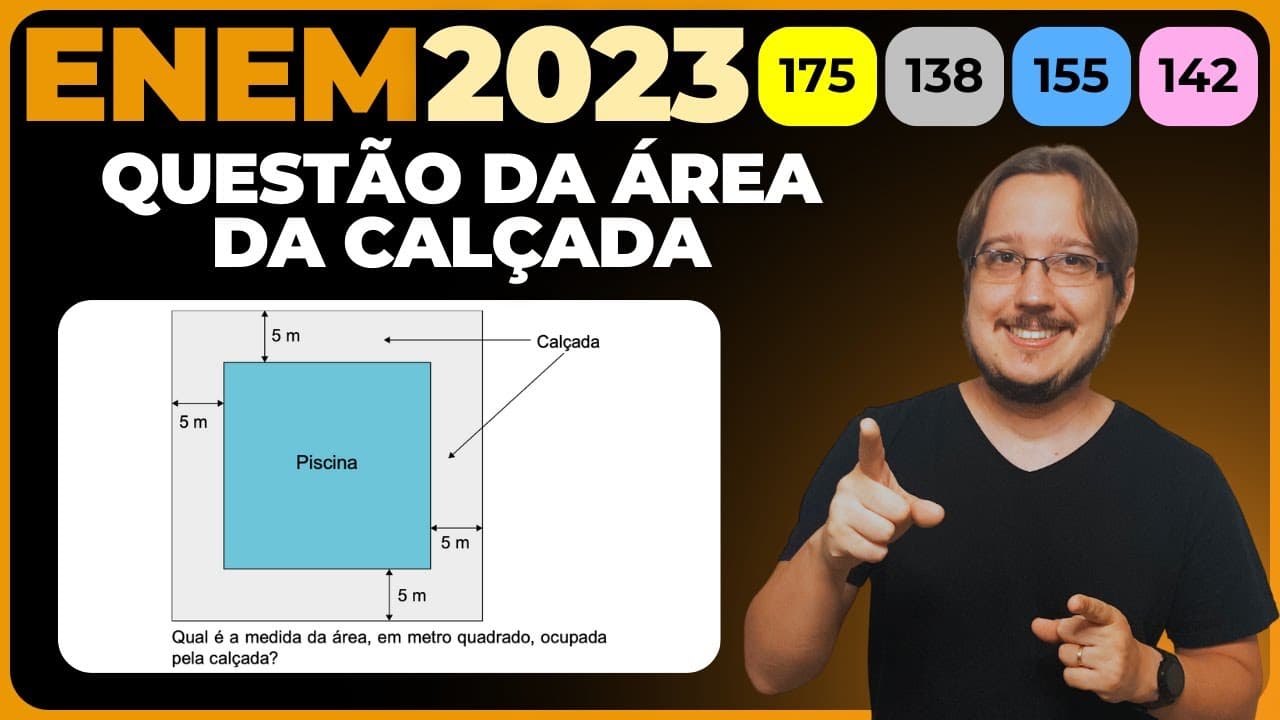 Thumbnail: ENEM 2023 || Geometria Plana || Na planta baixa de um clube, a piscina é representada por um