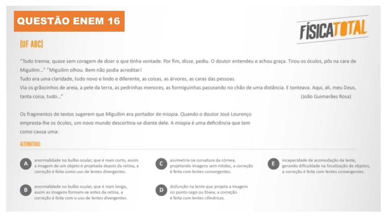 Thumbnail: Lista 02 EXEMPLO 16 Óptica de Visão | Ametropias