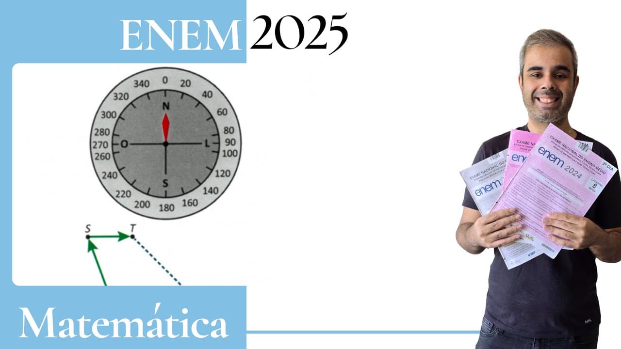 Thumbnail: ENEM 2025 - O dono de uma embarcação deve partir do ponto P e chegar ao ponto R por meio de dois
