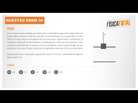 Thumbnail da aula: Lista 04 EXEMPLO 34 Empuxo | Princípio de Arquimedes