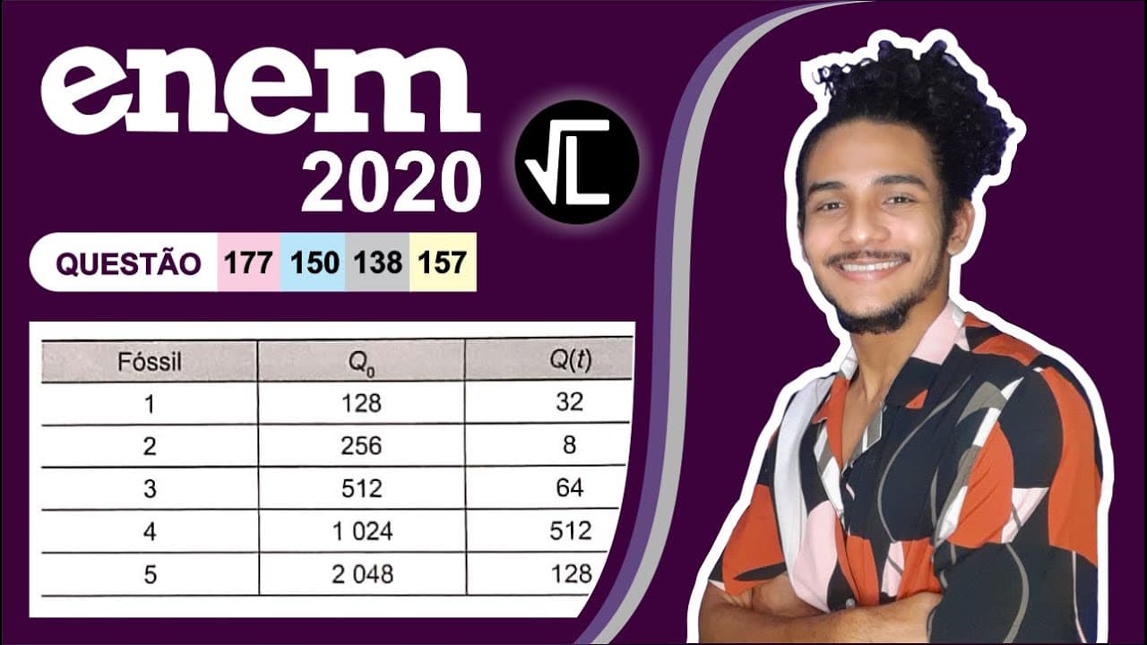 Thumbnail: ENEM 2020 | Enquanto um ser está vivo, a quantidade de carbono 14 nele existente não se altera. Quan