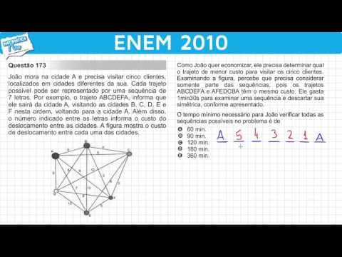 Thumbnail da aula: ENEM 2010 Matemática #38 - Análise Combinatória e Tempo Mínimo de um Trajeto (com pegadinha)