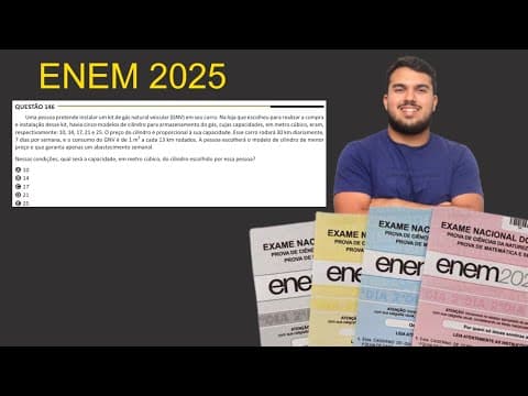 Thumbnail da aula: ENEM 2025 - Uma pessoa pretende instalar um kit de gás natural veicular (GNV) em seu carro. Na loja