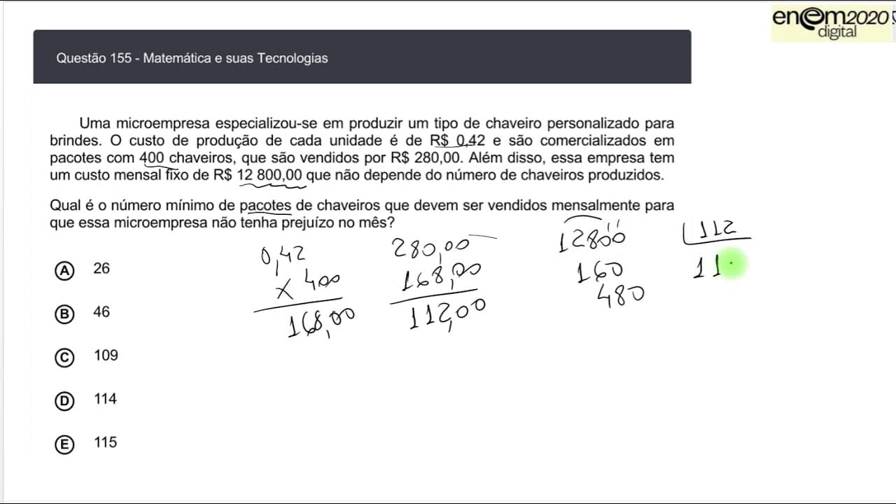 Thumbnail: MATEMÁTICA - ENEM 2020 DIGITAL 155E