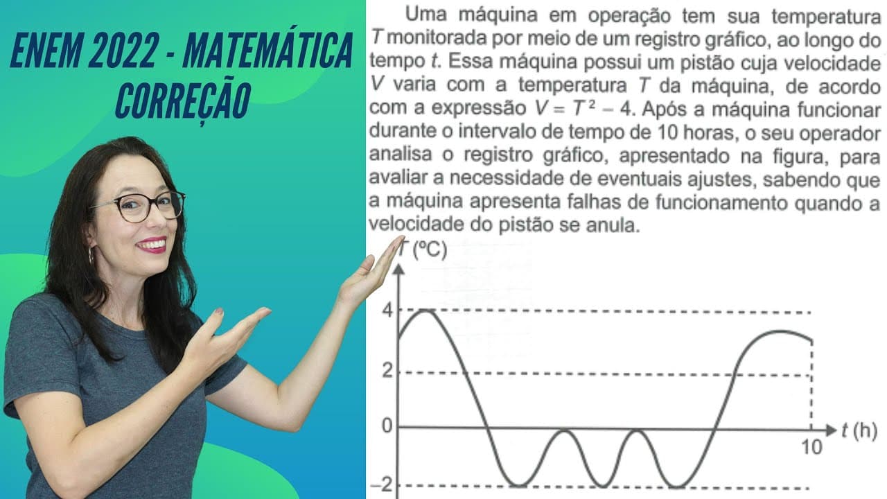 Thumbnail: ENEM 2022 Uma maquina em operação tem sua temperatura T monitorada por meio de um registro...