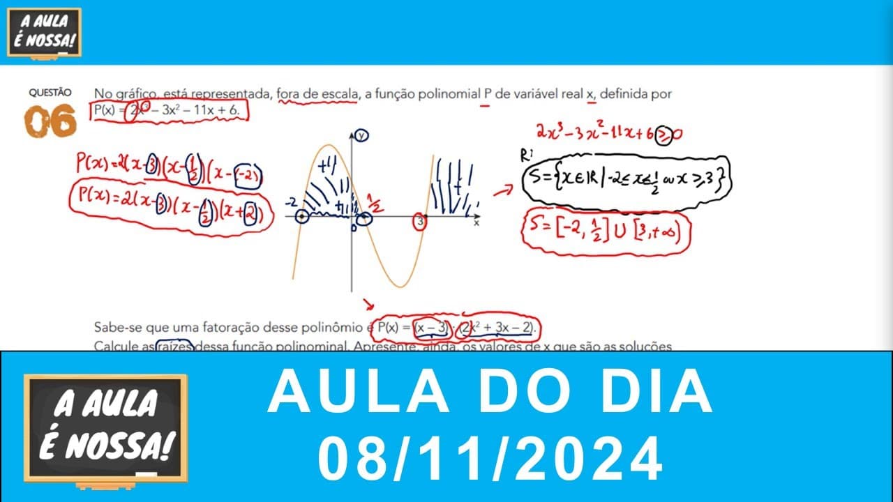 Thumbnail: A Aula é Nossa (08/11/2024) |Aula Completa (RESOLUÇÃO UERJ 2023 EXAME DISCURSIVO - QUESTÕES 05 À 07)