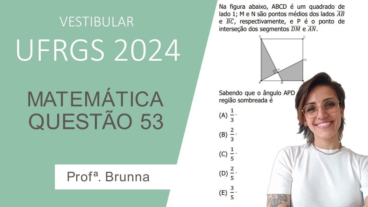 Thumbnail: Resolução Matemática UFRGS 2024 - Questão 53