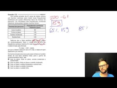 Thumbnail da aula: 172 - Azul -  Enem 2021 - Um ciclista amador de 61 anos utilizou um monitor cardíaco para medir...