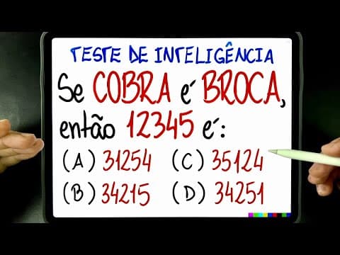 Thumbnail da aula: 🔥 ASSOCIAÇÃO LÓGICA: Se COBRA é BROCA, então 12345 é quanto? Você consegue resolver esse problema?