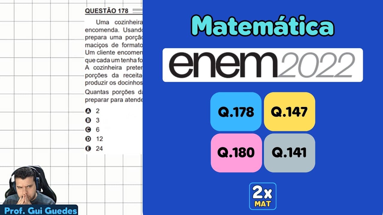 Thumbnail: Resolução Matemática ENEM 2022 - Questão 178 - Caderno Azul - Uma cozinheira produz docinhos