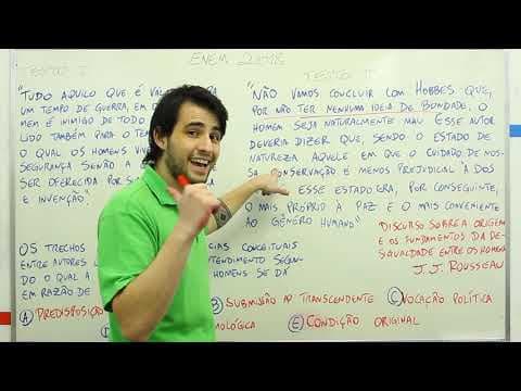 Thumbnail da aula: Filosofia - Questão Enem 2018: Rousseau, Hobbes e o estado de natureza
