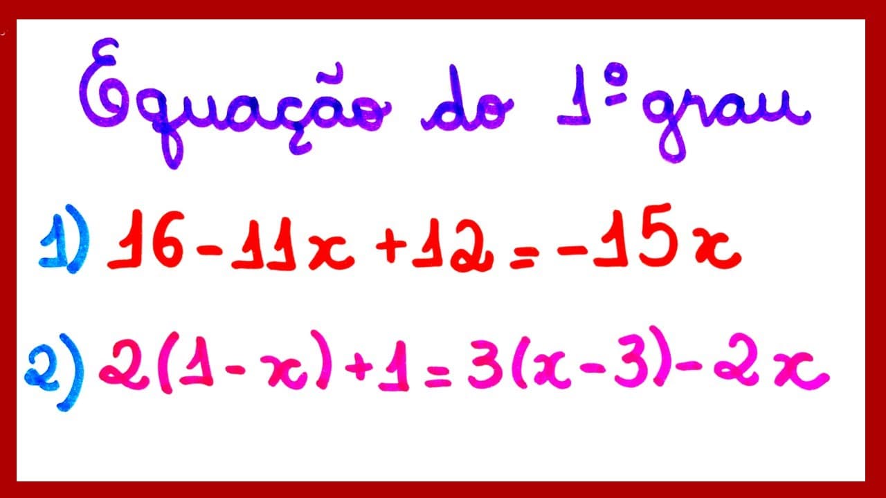 Thumbnail: EQUAÇÃO DO 1º GRAU!! AULA COM EXERCÍCIOS!!!