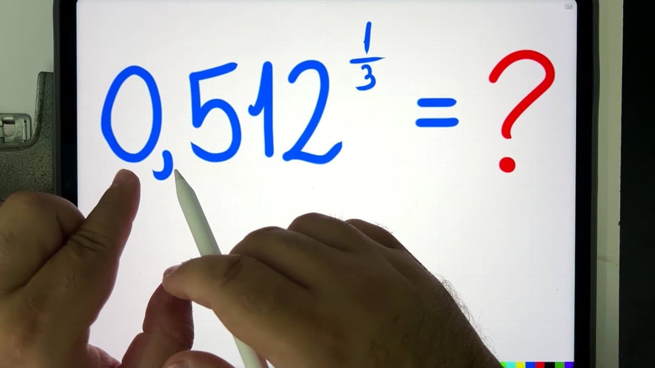 Thumbnail: Raiz Cúbica de 0,512 = ??? Muita gente não consegue resolver esse expoente fracionário...