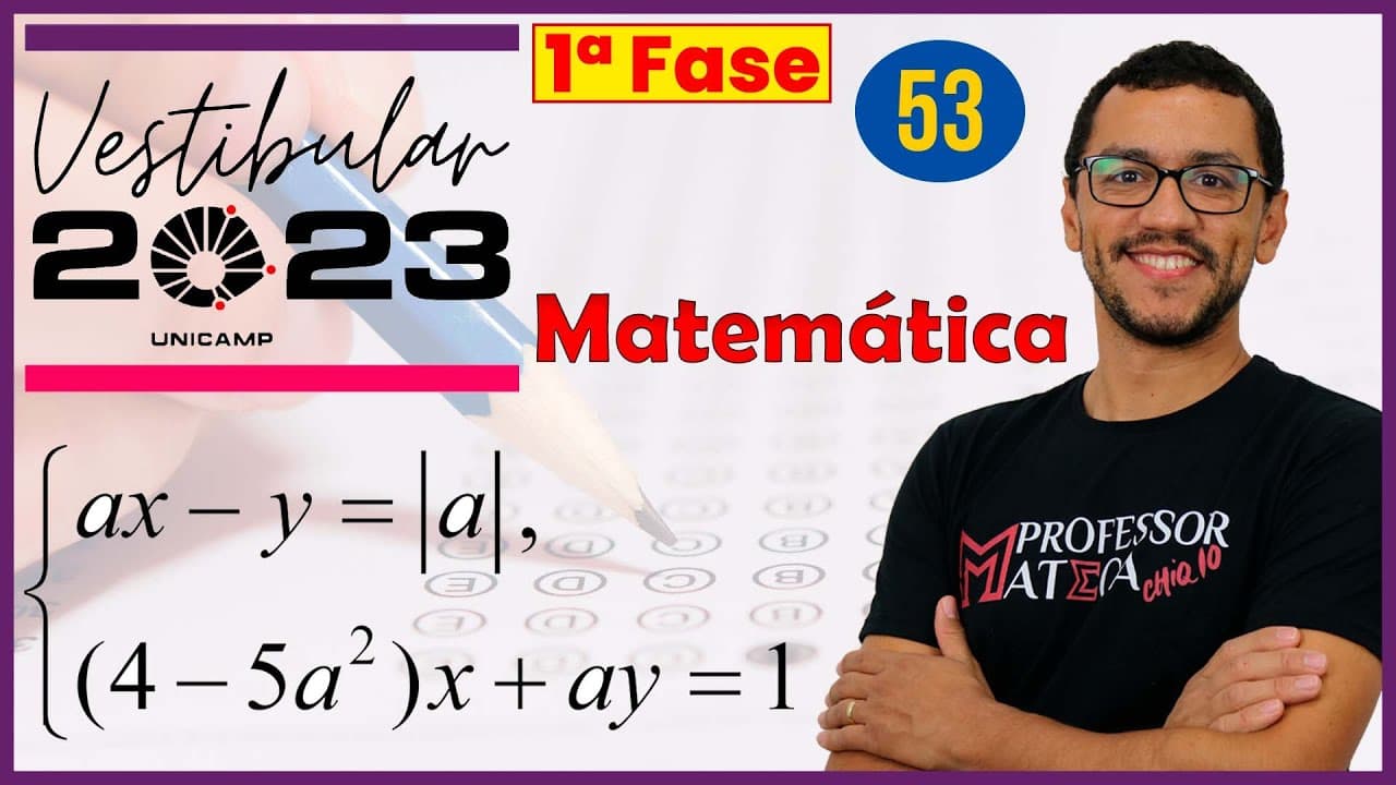 Thumbnail: Unicamp 2023 | Questão 53 | Primeira Fase Matemática | Sistema com Infinitas Soluções