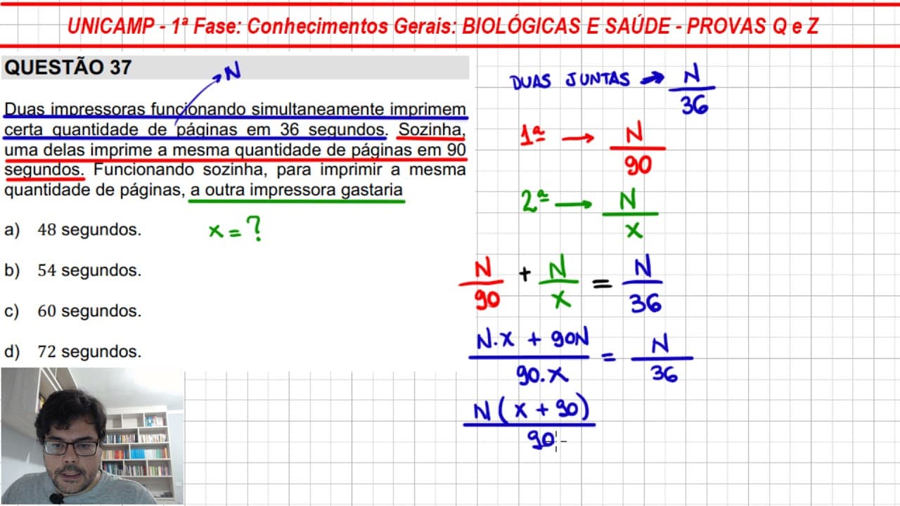 Thumbnail: UNICAMP 2021 - QUESTÃO 37 - Matemática (1° Fase - Provas Q e X - Biológicas) | Impressoras