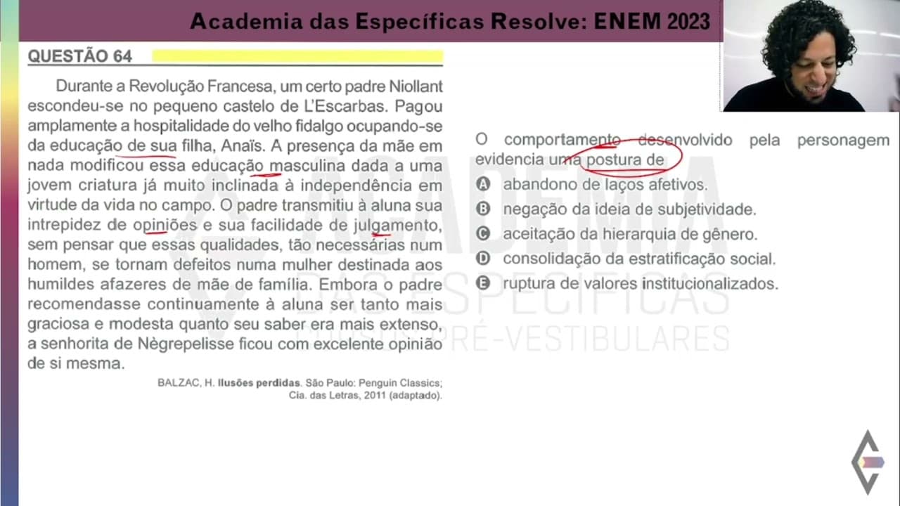 Thumbnail: Resolução ENEM 2023 - Caderno Amarelo - Questão 64 - Gabarito E