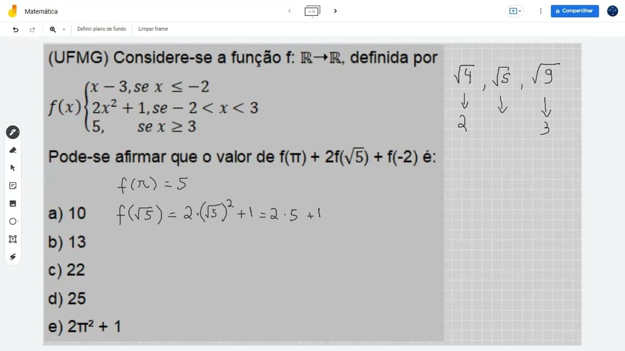 Thumbnail: (UFMG) Considere-se a função f: ℝ➝ℝ, definida por